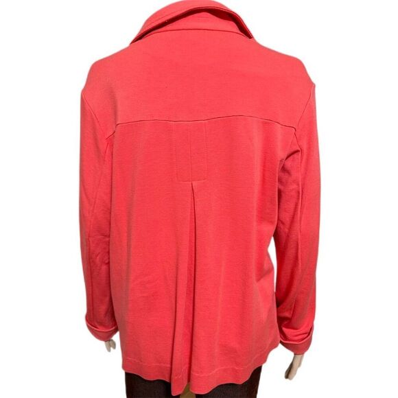Chico’s Women’s Salmon Button-Front Jacket M Elegant Rayon Blend Made USA - Picture 4 of 6